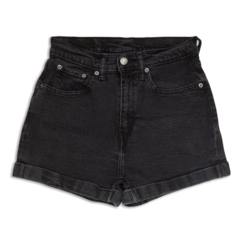 High Rise Faux Leather Womens Shorts - Black