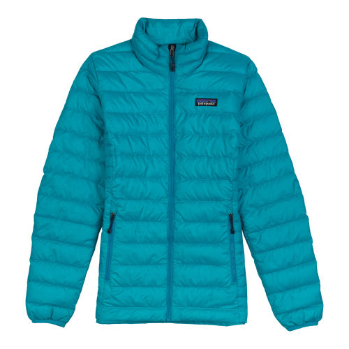 Womens PATAGONIA Aqua Blue Goose DOWN SHIRT Zip Sweater Jacket Small 