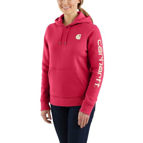 carhartt Womens Relaxed Fit Midweight Logo Sleeve graphic Sweatshirt,  Magenta Agate Heather