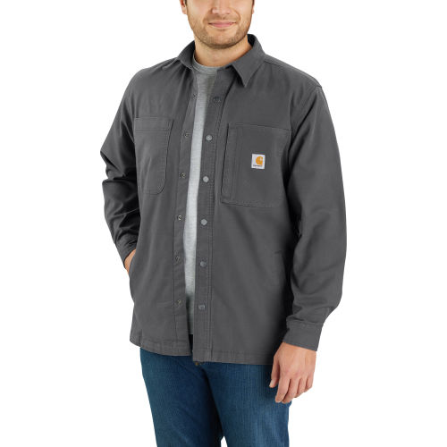 Rugged Flex® Relaxed Fit Canvas Fleece-Lined Snap-Front Rugged Flex® Relaxed Fit Canvas Fleece-Lined Snap-Front