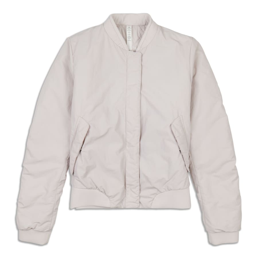 Lululemon Bombs Away Women's White Gray Reversible Bomber Jacket