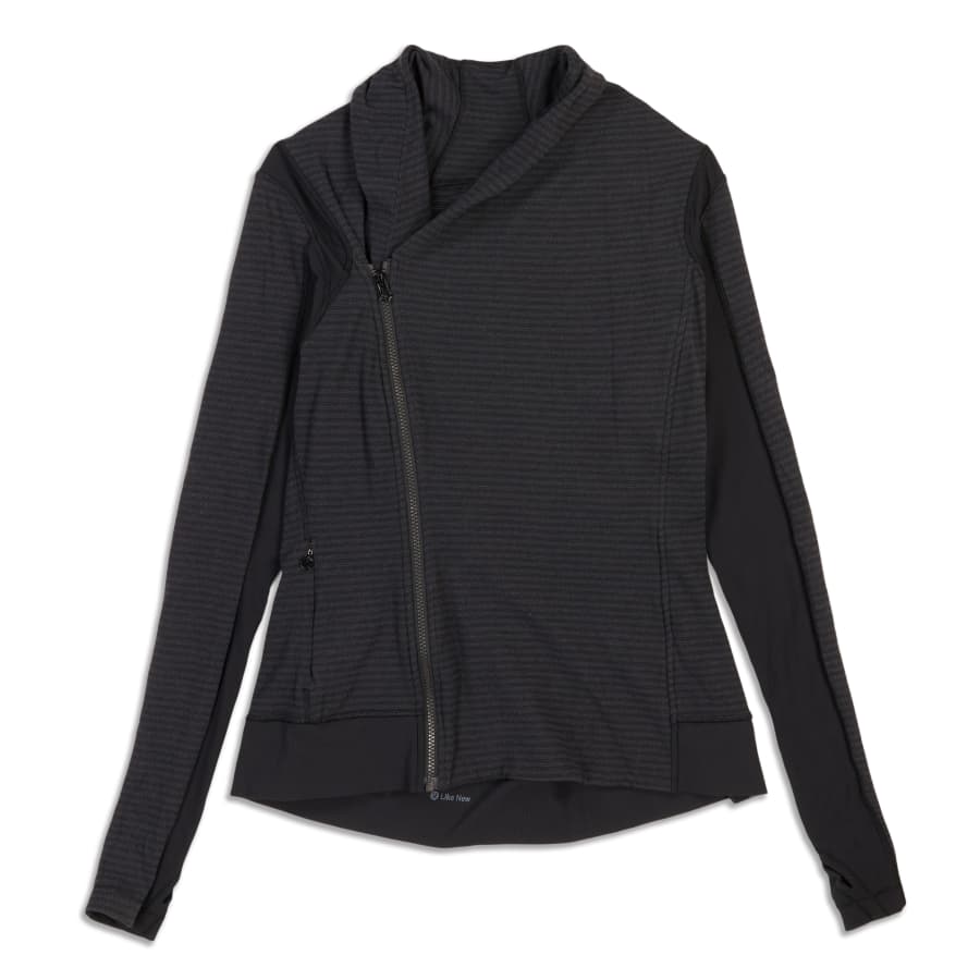 Lululemon Bhakti Asymmetrical Zipper Jacket. Pique Gray/Black. Size 8.