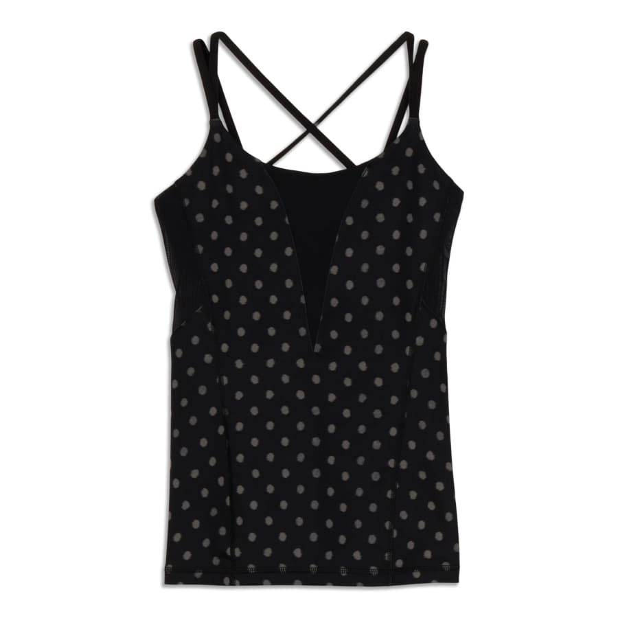 Lululemon Exquisite Tank Top 4 - Built-in Bra - Ghost Dot / Black & Black  Mesh