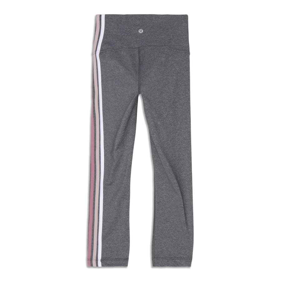 Lululemon Heathered Grey with Dark Grey Side Stripes Cropped