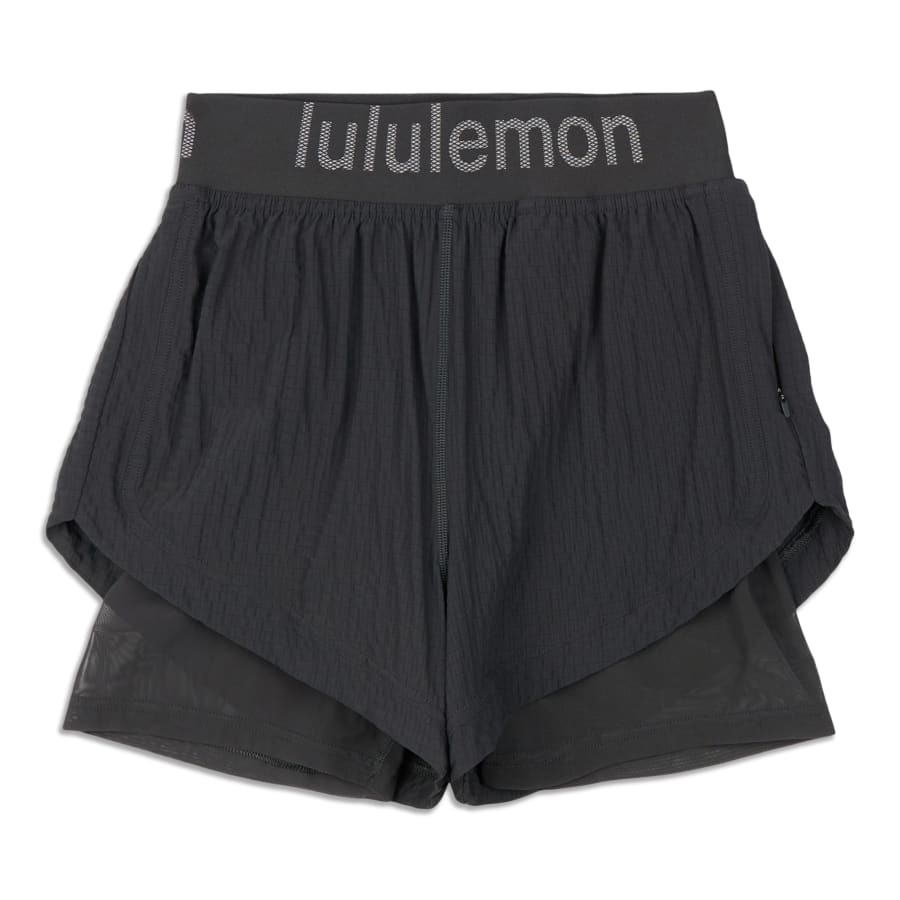 lululemon athletica Logo Waistband High-rise Training Shorts - Color Grey - Size  2 in Black