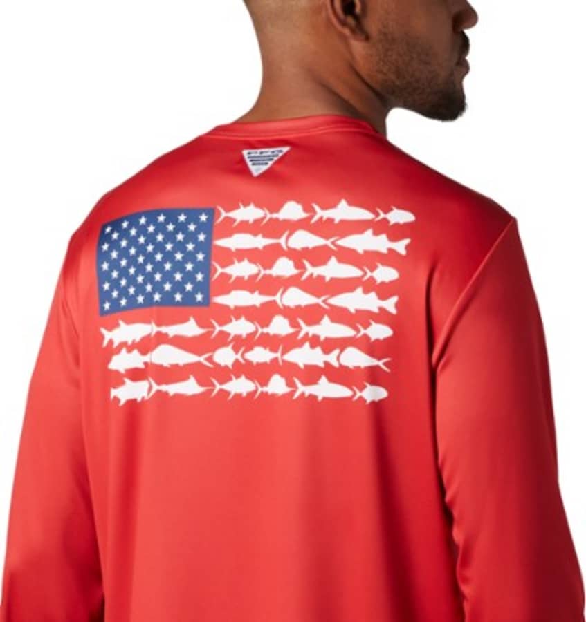 Columbia Boys' PFG Terminal Tackle Fish Flag Long Sleeve Shirt - M - White