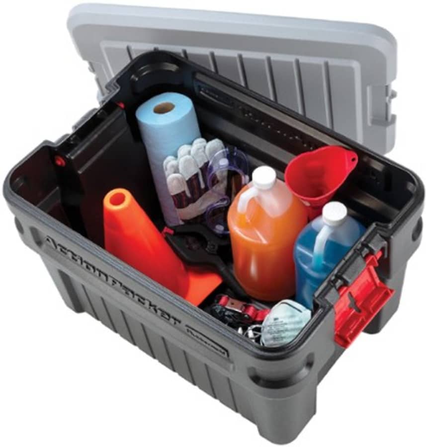 Rubbermaid 35 Gal. Action Packer Lockable Latch Storage Box Tote