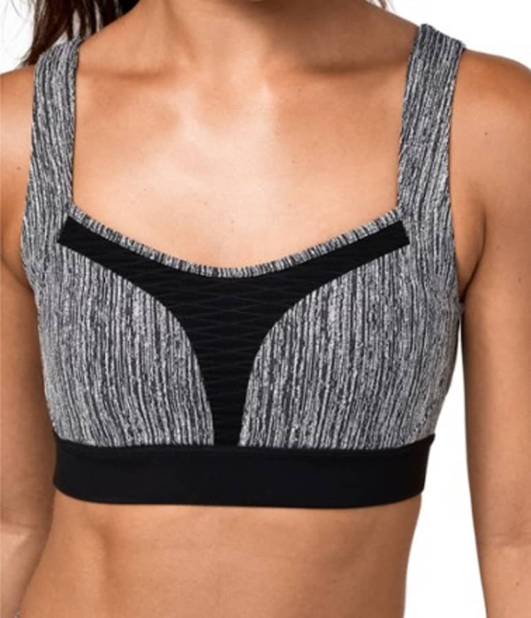 Lululemon Womens Gray Black White Speckled Mesh Criss Cross Sports Bra Size  4