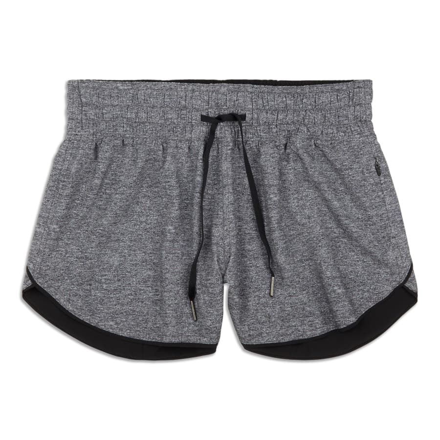 Lululemon Track That Mid-rise Lined Shorts 5 In Heather Lux Black