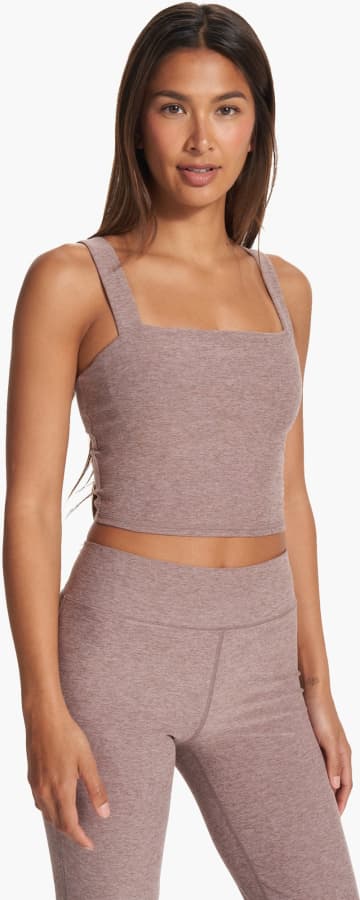 Elevation Square Neck Tank, Black Heather