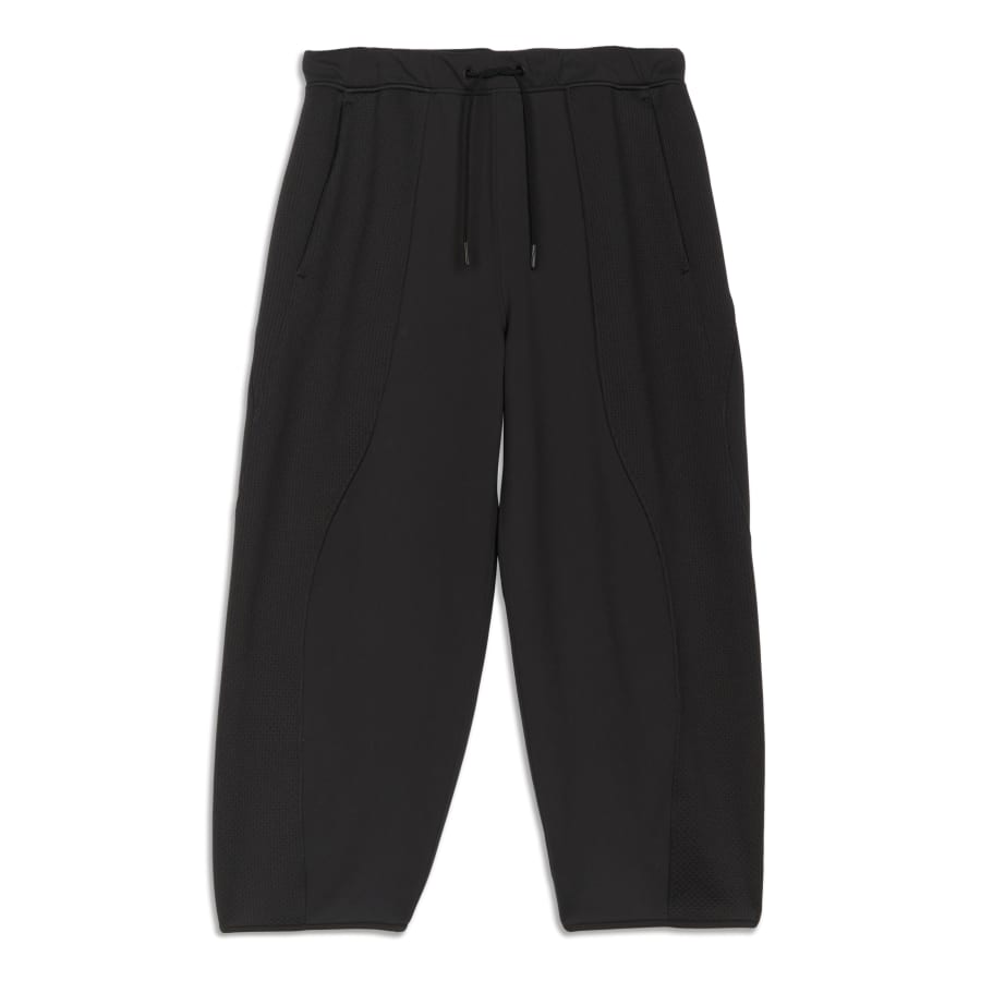 Lululemon Mixed Fabric Relaxed-Fit Tapered High-Rise Pant - Black - lulu  fanatics