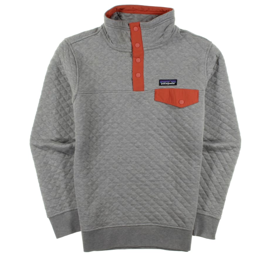 Patagonia Worn Wear Women's Organic Cotton Quilt Snap-T® Pullover Drifter  Grey W/Quartz Coral - Used