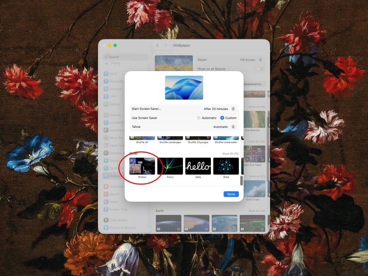 macOS Screensaver Options > Choose Folder