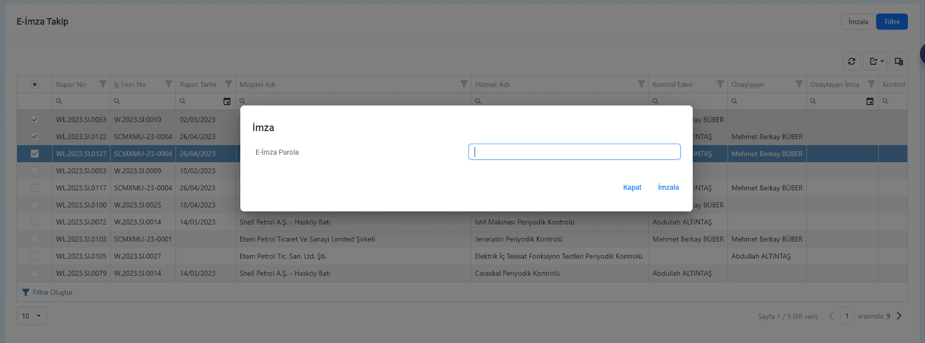 Müşteri portalı ile müşteriye oluşturduğunuz kullanıcı ile giriş yaparak e imzalı formlarınıza kolaylıkla ulaşabilir.