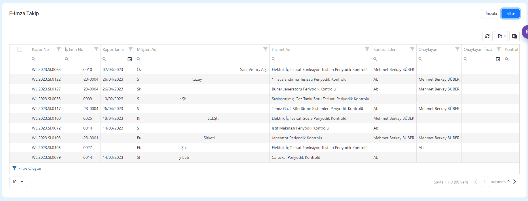 Muayenesi tamamlanan formlarınız sistem üzerinden kolaylıkla e imza ile imzalanır.