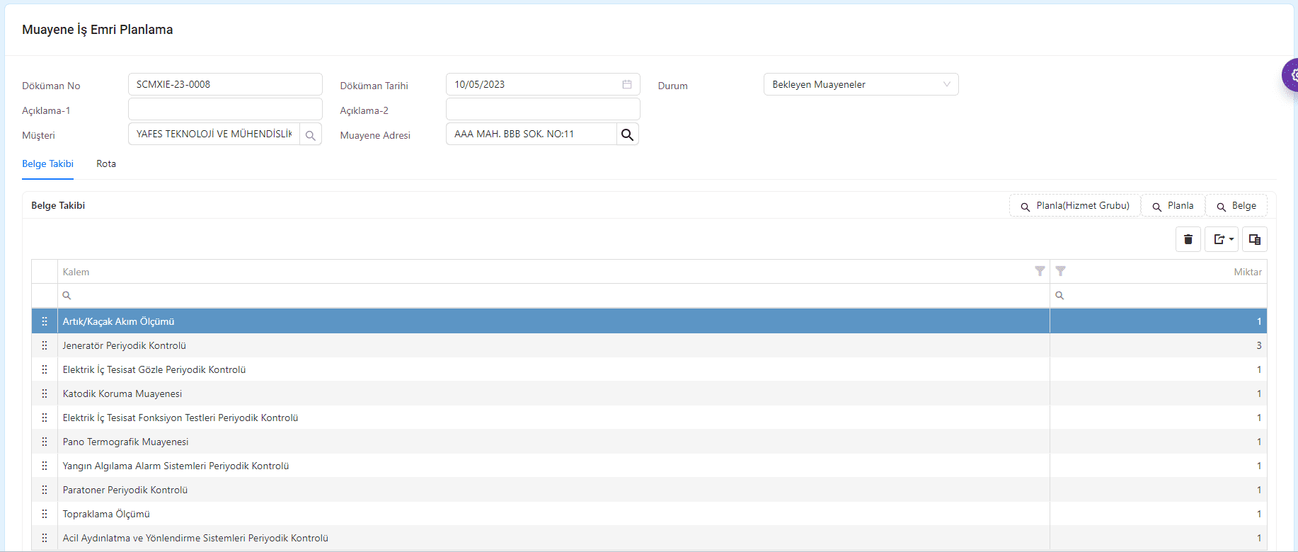 Tekliflerinize istinaden muayene emri oluşturabilirsiniz.