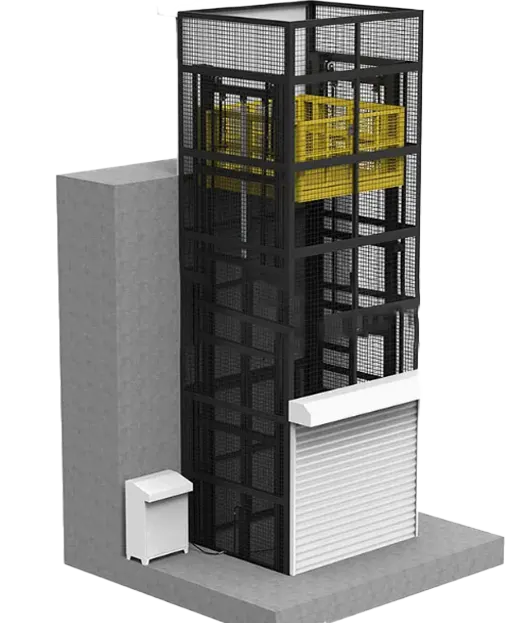 Heavy-Duty Hydraulic Freight Lifts with High Weight Capacity — Hydraulic cargo elevator — Type Hydraulic Load Capacity <1T (1000 kg) Speed 1-20 M/Min Usage Construction Hoist Sling Type Wire Rope Lift Drive Electric Motor Lift Mechanism Lift Chain supplied by Rivet in Ethiopia