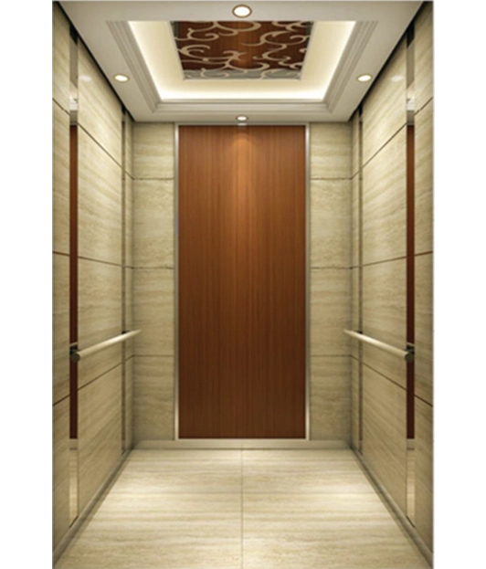 Efficient Passenger Elevators For Home — Passenger Elevator — Configurations: Ceiling: Metal frame with baking paintand hidden lights ; mirror etched celling with metal frame of baking paint Car wall: Wood plate in the middle with serpeggiante decorations on both sides, Serpeggianlte, mirror stainless steel Handrail: Solid wood round handrail Floor: Serpeggiante floor supplied by Rivet in Ethiopia