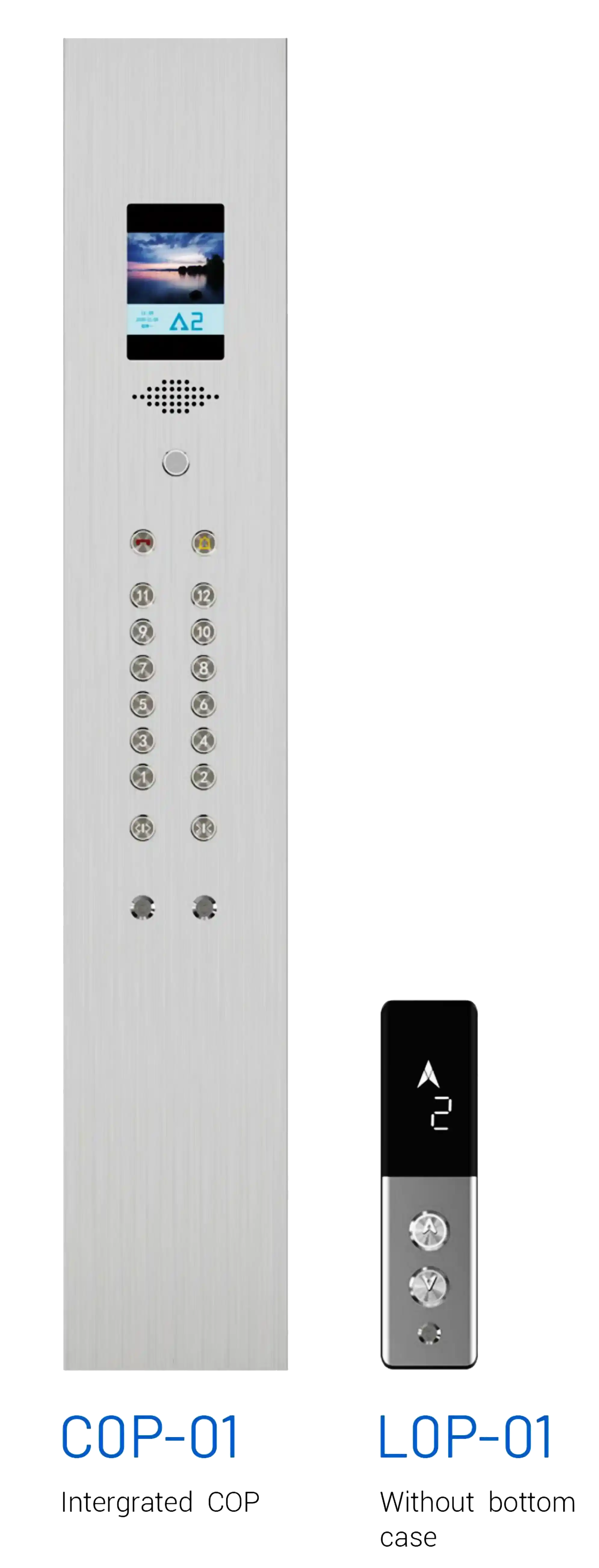 FUJI Industry LOP & COP — Elevator COP & LOP — COP Design: Model: COP-01 Surface : Hairline stainless steel Display : 7-inch picture machine  LOP Design: Model: LOP-01 Surface : Hairline stainless steel Display : 4.3' Segment code LCD supplied by Rivet in Ethiopia