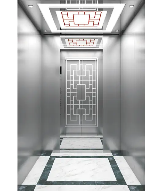 Smart Passenger Lifts - Residential & Commercial — Passenger Elevator — Configurations:  Ceiling: Vortical square image main body board and tube lamp combining for soft illumination design Car wall: Stainless steel hairline on both sides, combination of stainless steel hairline and etched mirror at rear wall Handrail: None Floor: PVC (Standard) supplied by Rivet in Ethiopia