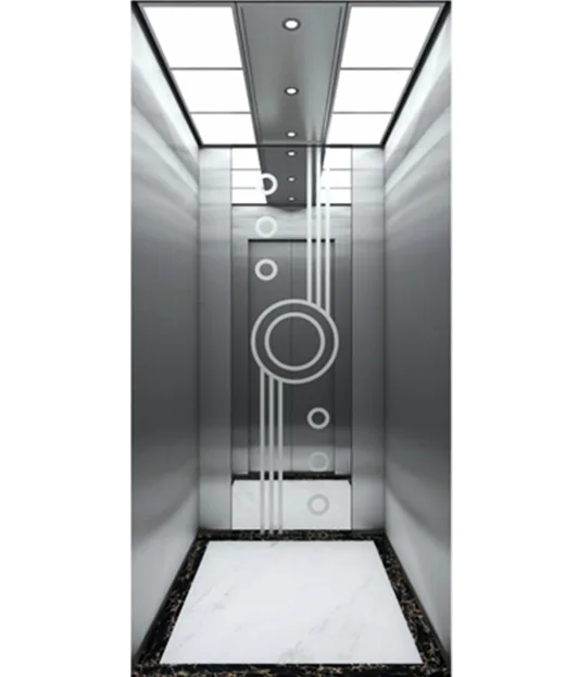 Villa Elevator - Energy-Efficient Residential Elevators — Homy Elevator — Configurations: Ceiling: Hairine stainless steel, acrylic board, LED energy saving lamp Car wall: Hairine stainless steel, rear wall mirror etching Handrail: None Floor : PVC supplied by Rivet in Ethiopia
