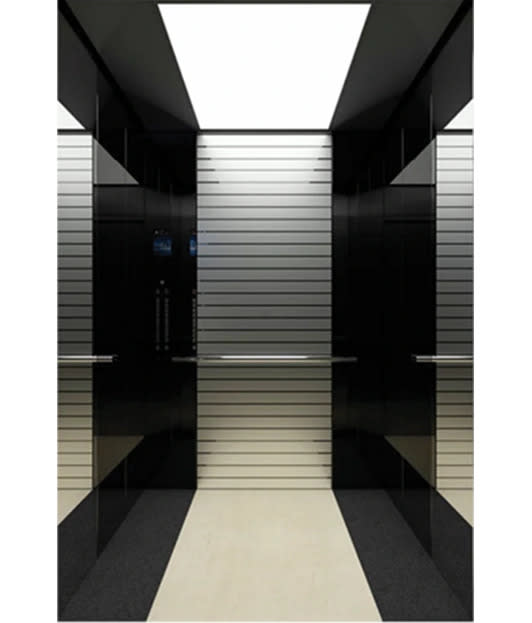 Modern Passenger Elevator Solutions — Passenger Elevator — Model: FE-C05   Configurations:  Ceiling: Black titanium stainless steel frame, acrylic light-passing board Car Wall: Mirror, black titanium mirror stainless steel, mirror etching Handrail: Stainless steel round handrail Floor: PVC  supplied by Rivet in Ethiopia