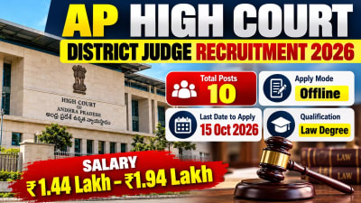 AP High Court District Judge Recruitment 2026: 10 पदों पर भर्ती, 15 अक्टूबर तक करें आवेदन