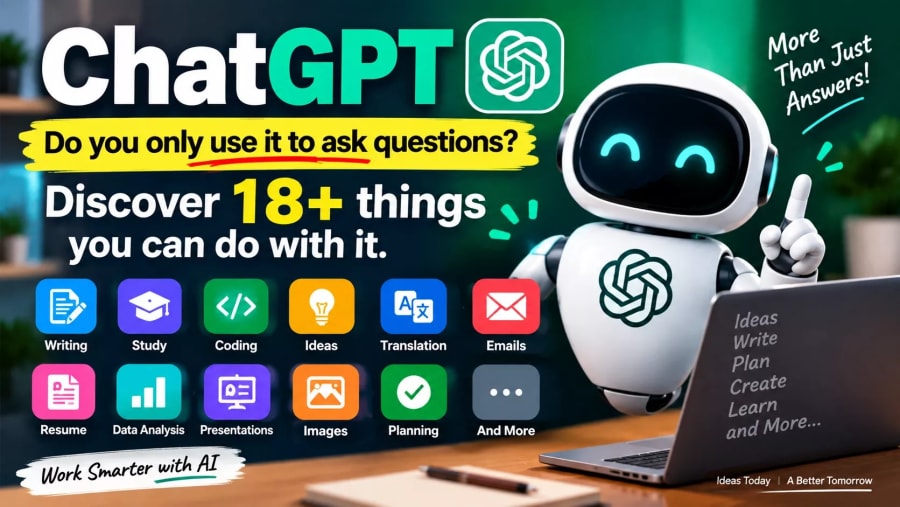 ChatGPT ला फक्त प्रश्न विचारता? थांबा! हे 18+ कामंही करून पाहा | Do you only use ChatGPT to ask questions? Discover 18+ things you can do with it.