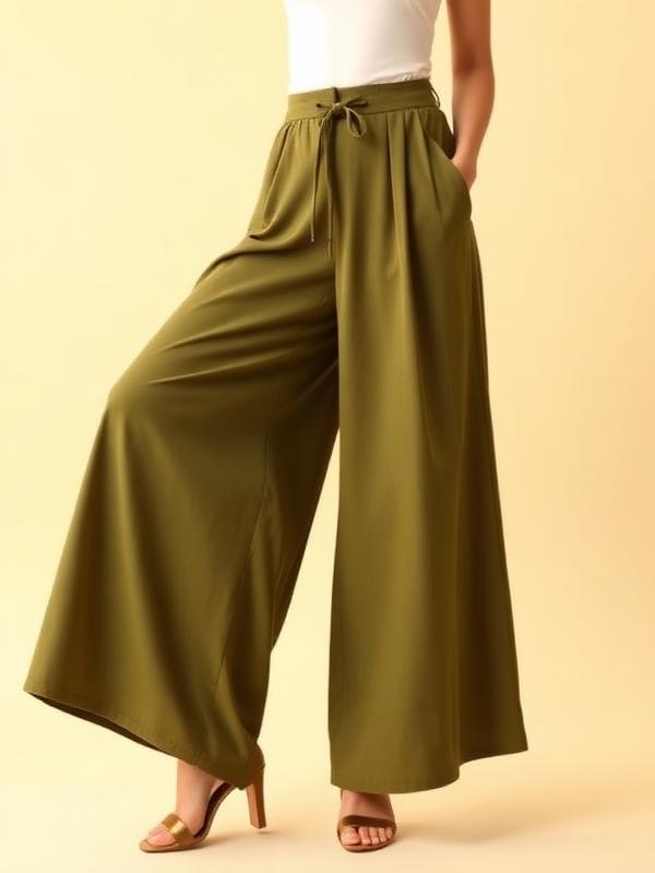 Pantalon large ceinture nouée