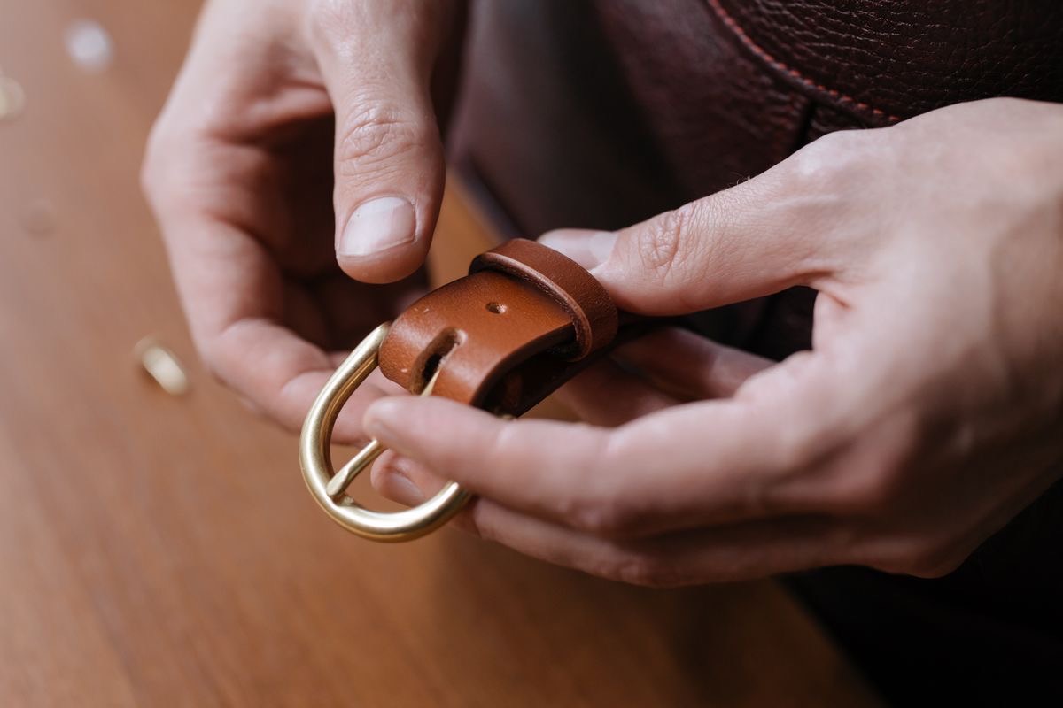 Ceinture en cuir cousue main