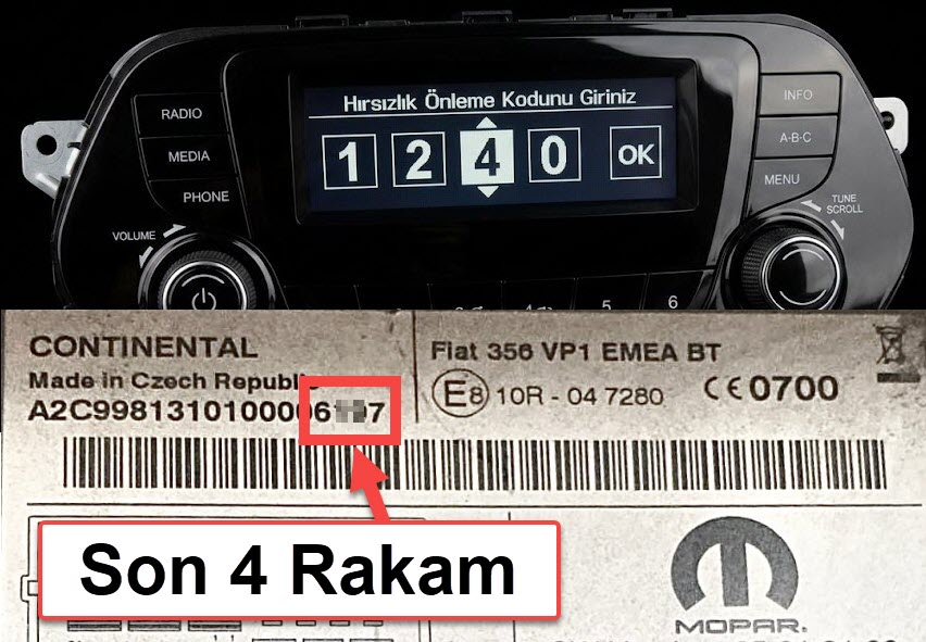 Fiat Fiat Egea Continental - Mopar Teypler Orijinal Teyp Görseli