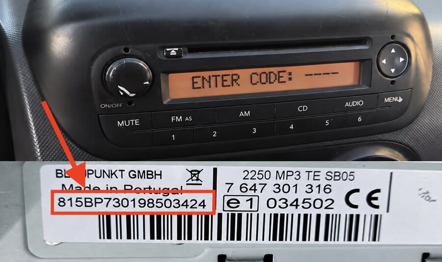 Fiat Fiat Fiorino Bosh/Blaupunkt #2 Teyp Görseli ve Seri No Etiketi