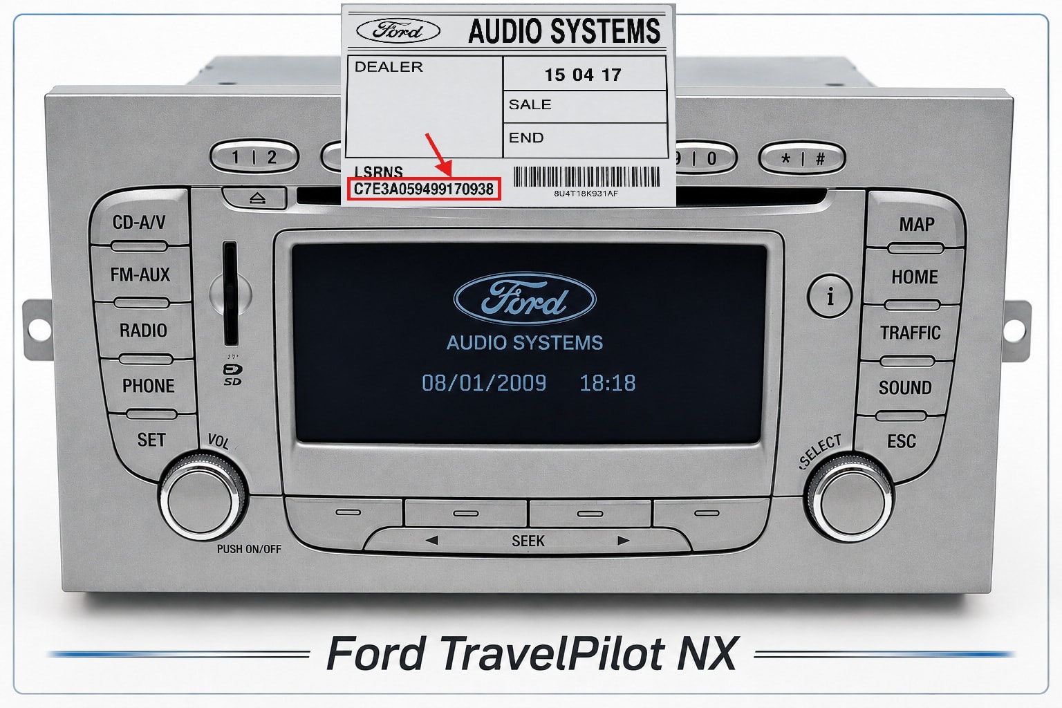 Ford Mondeo, Focus, C-Max, Fiesta, Galaxy, TravelPilot EX, teypler Orijinal Teyp Görseli