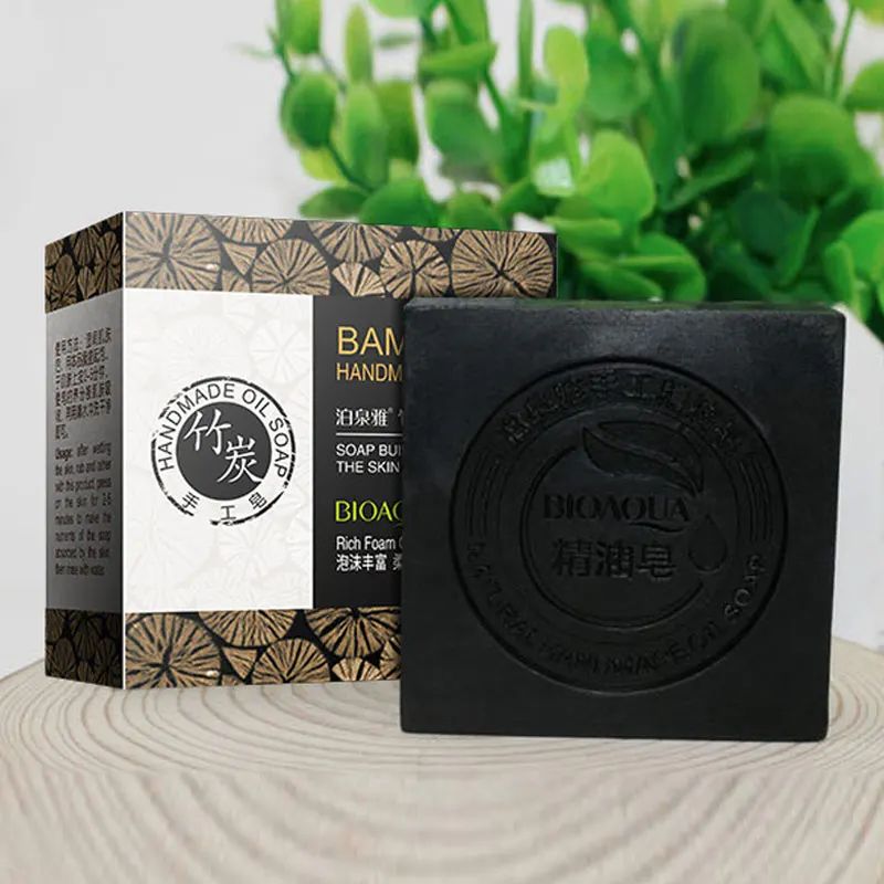 Bamboo Charcoal Handmade Soap Africa Nigeria Skin Cleansing Bleaching Remove Darkness Oil-Control Essential Oil BodySoap