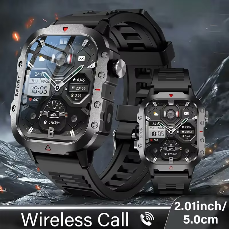 Outdoor 2.01'' Men's Smartwatches Flashlight Fitness Clock Wireless Call Sports Wrist Smart Watches for Women IOS Android 2026