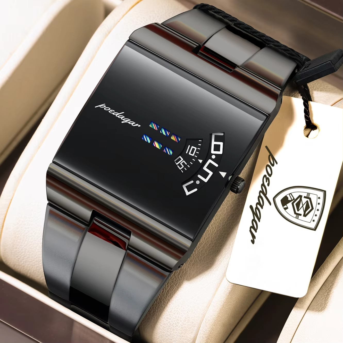 POEDAGAR Fashion Luxury Man Watch Waterproof Watch For Men Casual Stainless Steel Sports Military Men's Quartz Watches Reloj+Box