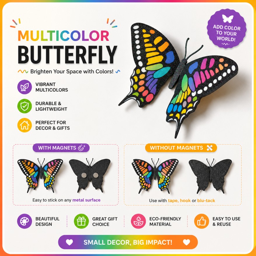 Multicolor Butterfly Fridge Magnet