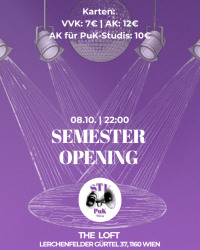 Event Image for SEMESTER OPENING PARTY PUBLIZISTIK Event Image for SEMESTER OPENING PARTY PUBLIZISTIK