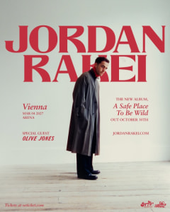 JORDAN RAKEI (nzl) + OLIVE JONES (uk) - So., 04.04.2027, 19:00 at Arena Wien, Baumgasse 80, 1030 Wien, Österreich