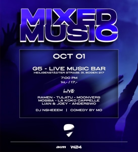Mixed Music - Do., 01.10.2026, 19:00 at G5 - Live Music Bar, Heiligenstädter Straße 31, 1190 Wien, Österreich
