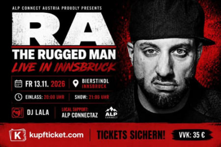 RA The Rugged Man (USA) - Fr., 13.11.2026, 20:00 at Bierstindl, Klostergasse 6, 6020 Innsbruck, Österreich