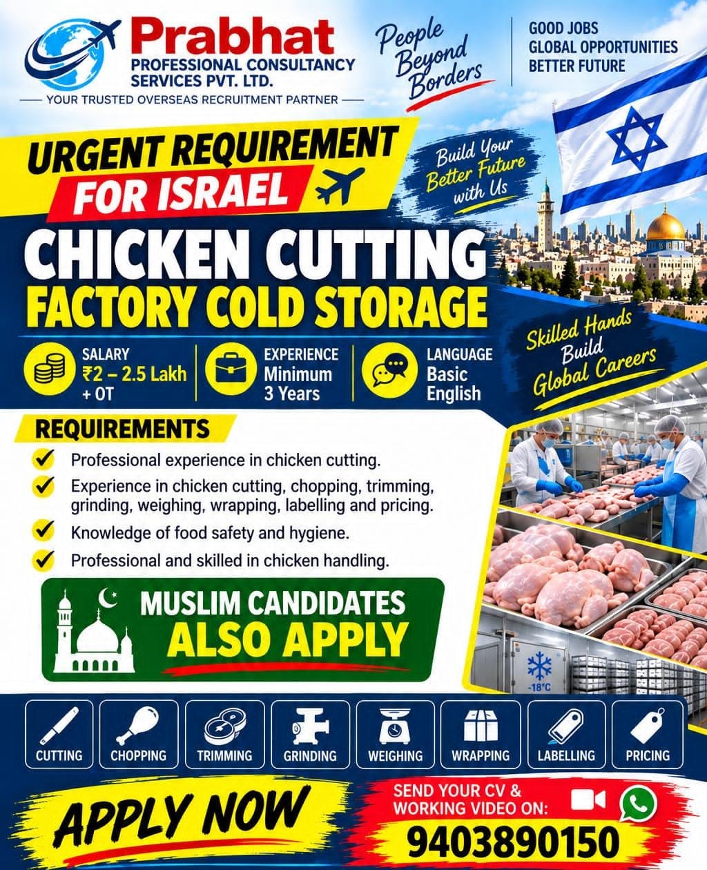 Chicken Cutting Factory Worker poster — Israel