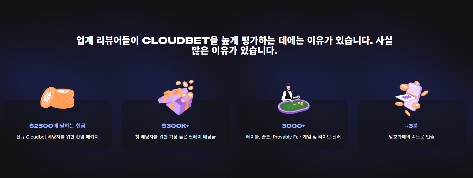 클라우드벳 첫 30일 최대 2500달러 웰컴 패키지