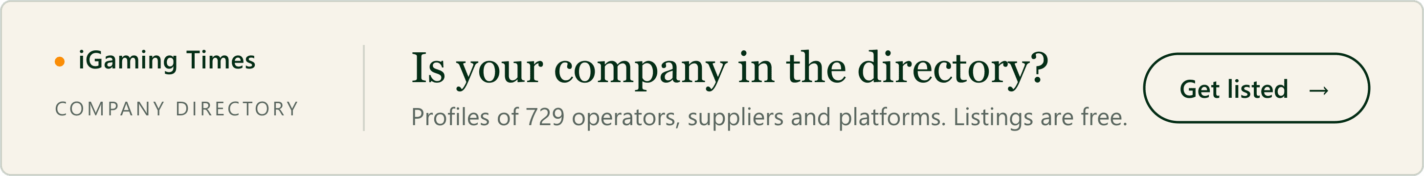 Is your company in the directory? Profiles of 729 operators, suppliers and platforms; listings are free.