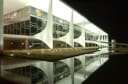The Palácio do Planalto, seat of Brazil's presidency in Brasília, lit at night and reflected in its pool
