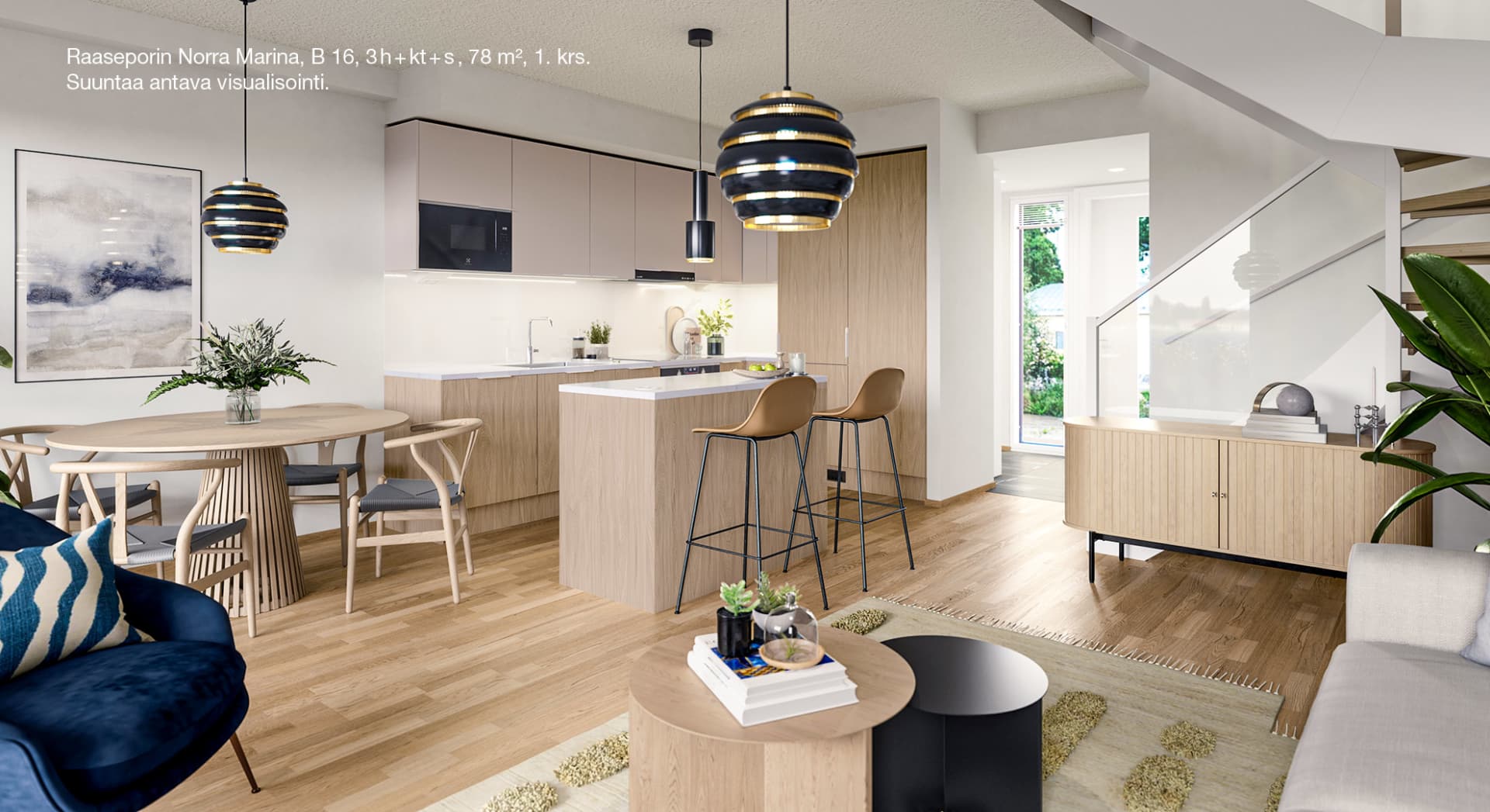Suuntaa antava visualisointi. Myytävät asunnot ja uudiskohteet Raaseporin Norra Marinassa. YIT Kodit Tammisaaressa.