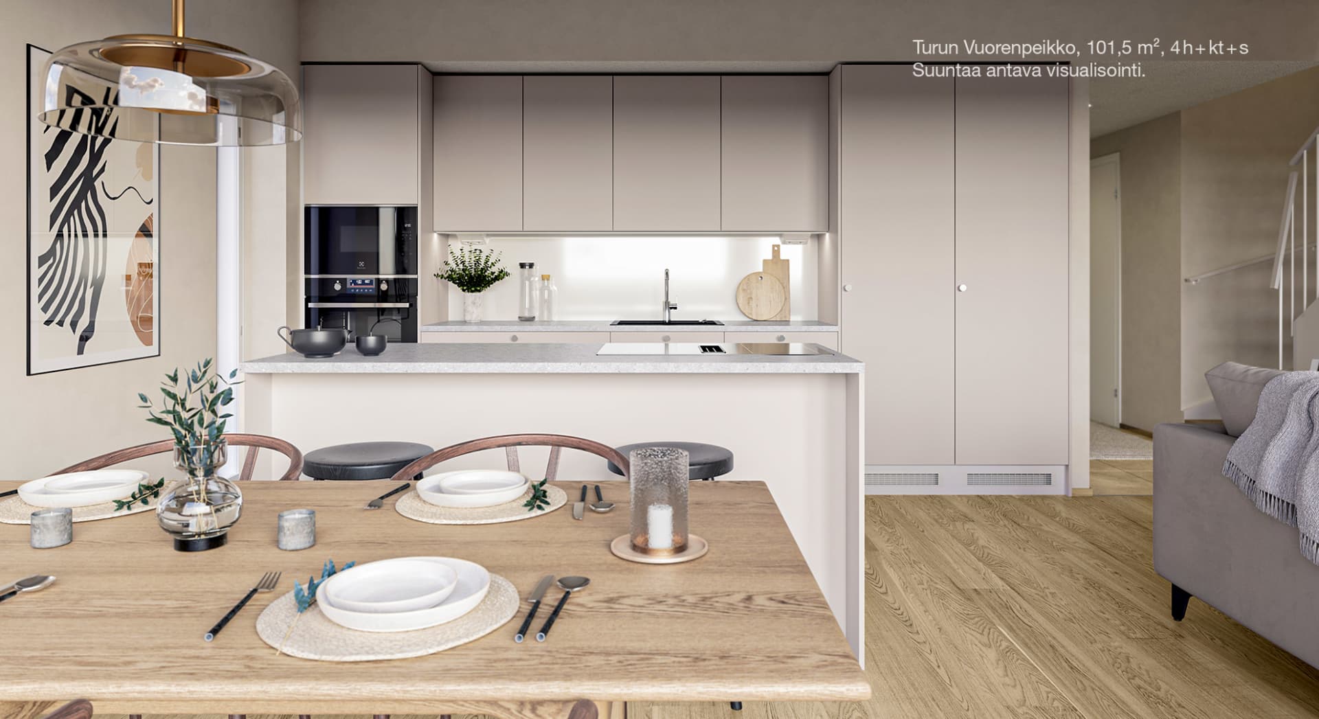 Suuntaa antava visualisointi.