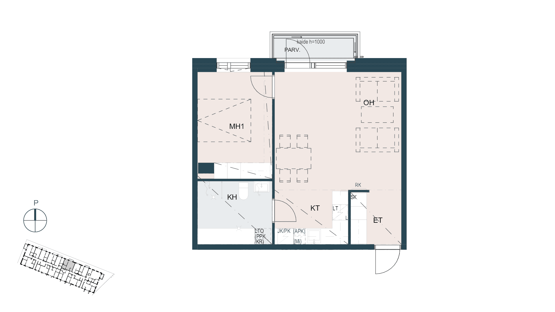 Porin Arcturuksen asunnon pohjakuva.