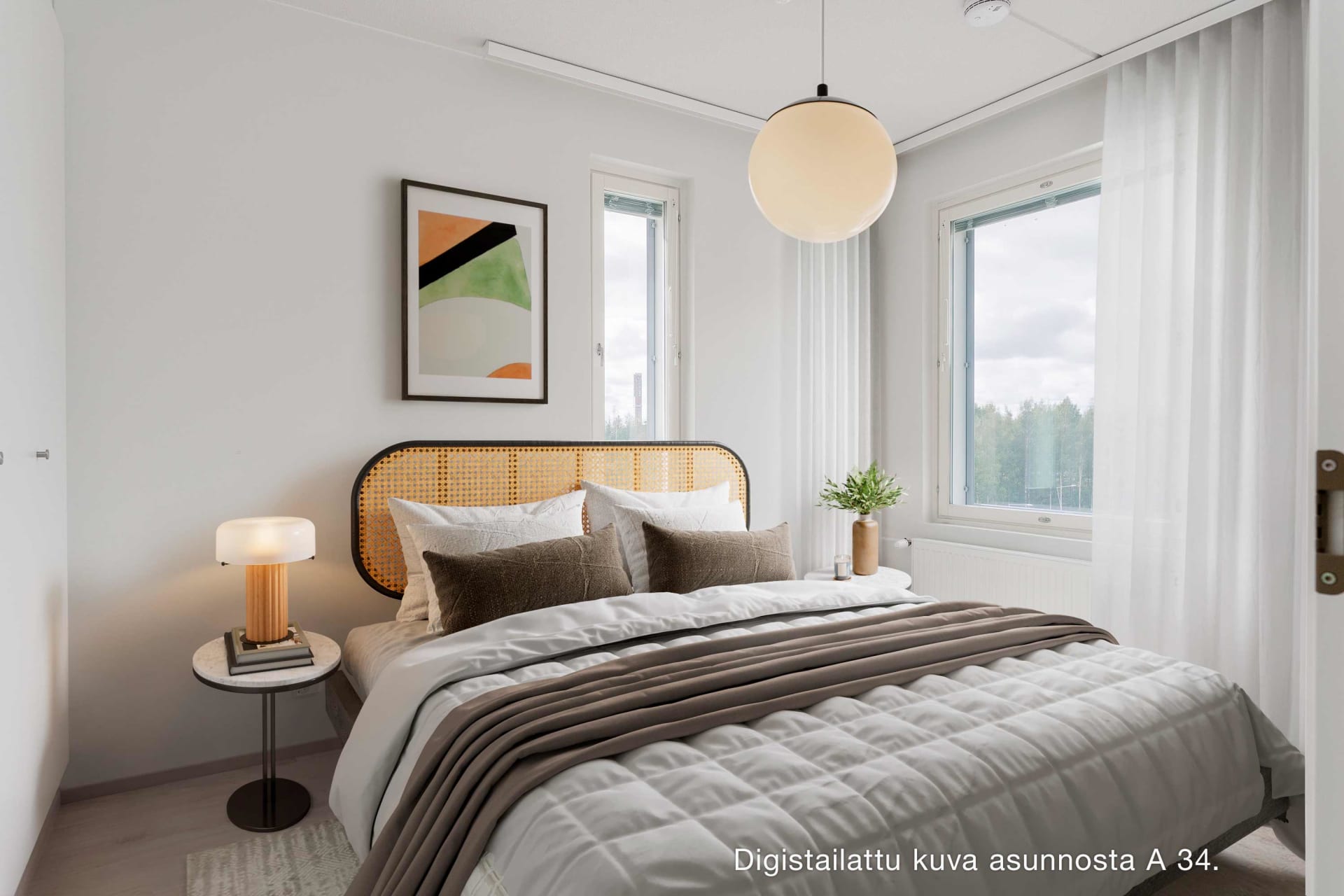 Myytävät asunnot Vantaan Viikuna, Kaskela, Hakunila. Digistailattu kuva Vantaan Viikunan asunnosta A 34.