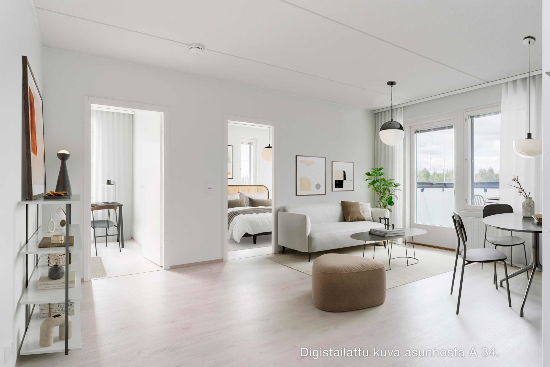 Myytävät asunnot Vantaan Viikuna, Kaskela, Hakunila. Digistailattu kuva Vantaan Viikunan asunnosta A 34.